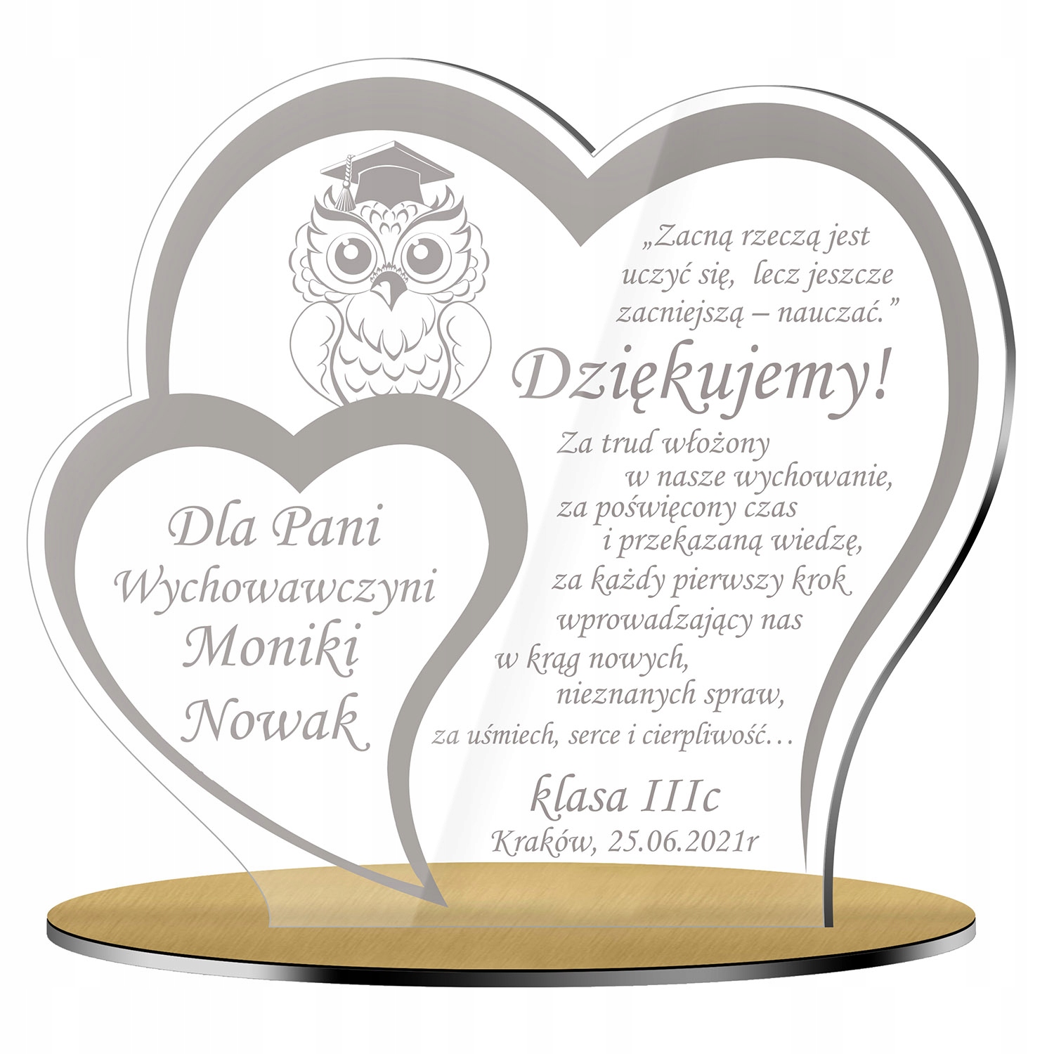 

Podziękowanie nauczyciela Statuetka