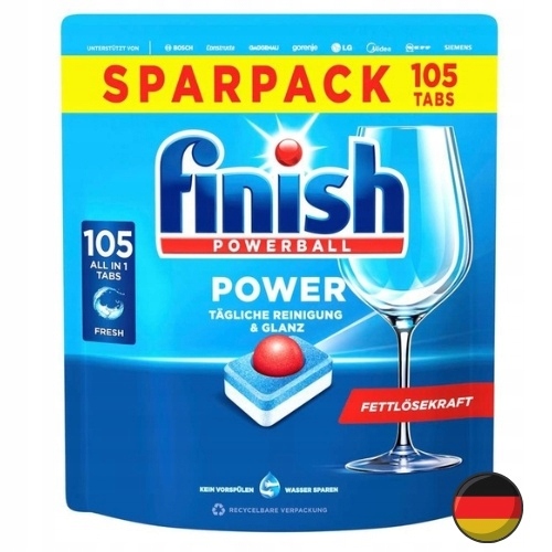 Finish Powerball Power All in 1 Niemieckie Tabletki do Zmywarki 105 szt.