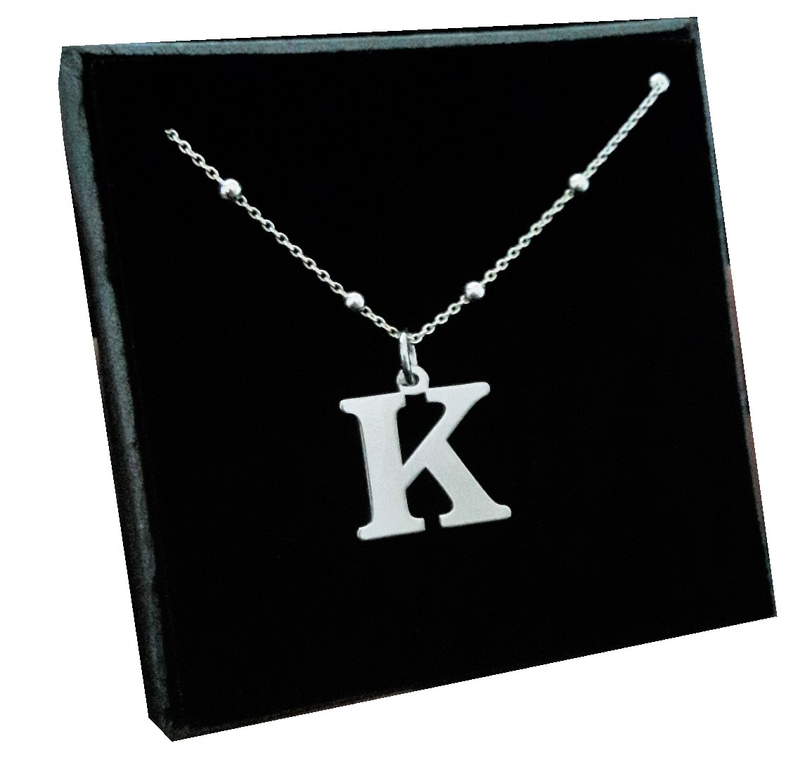 

Srebrny łańcuszek kulkowy z dużą literką K SR925