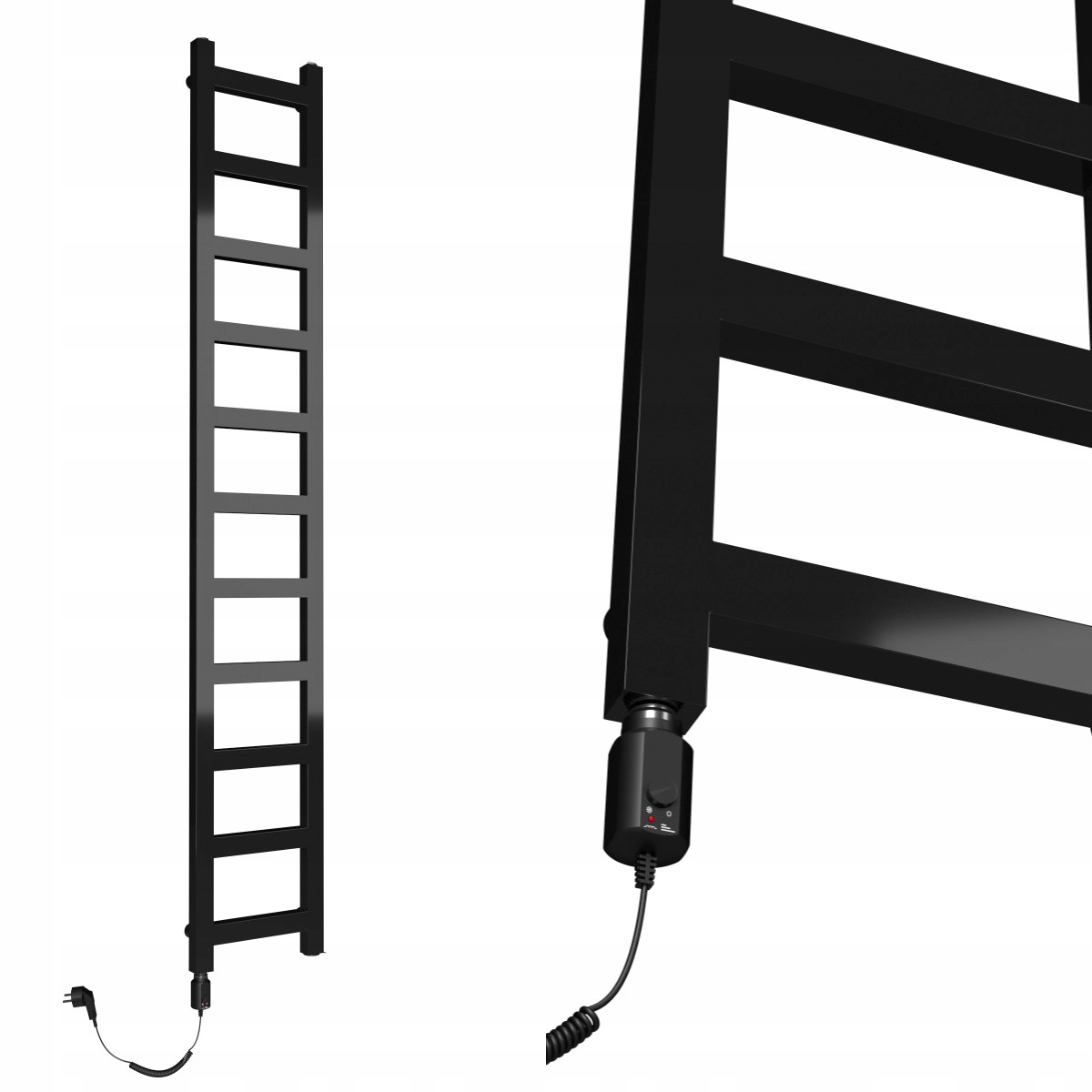 Elektrický Koupelnový Radiátor e-LAD 1650/250 Černý Lesk Topidlo 600 W