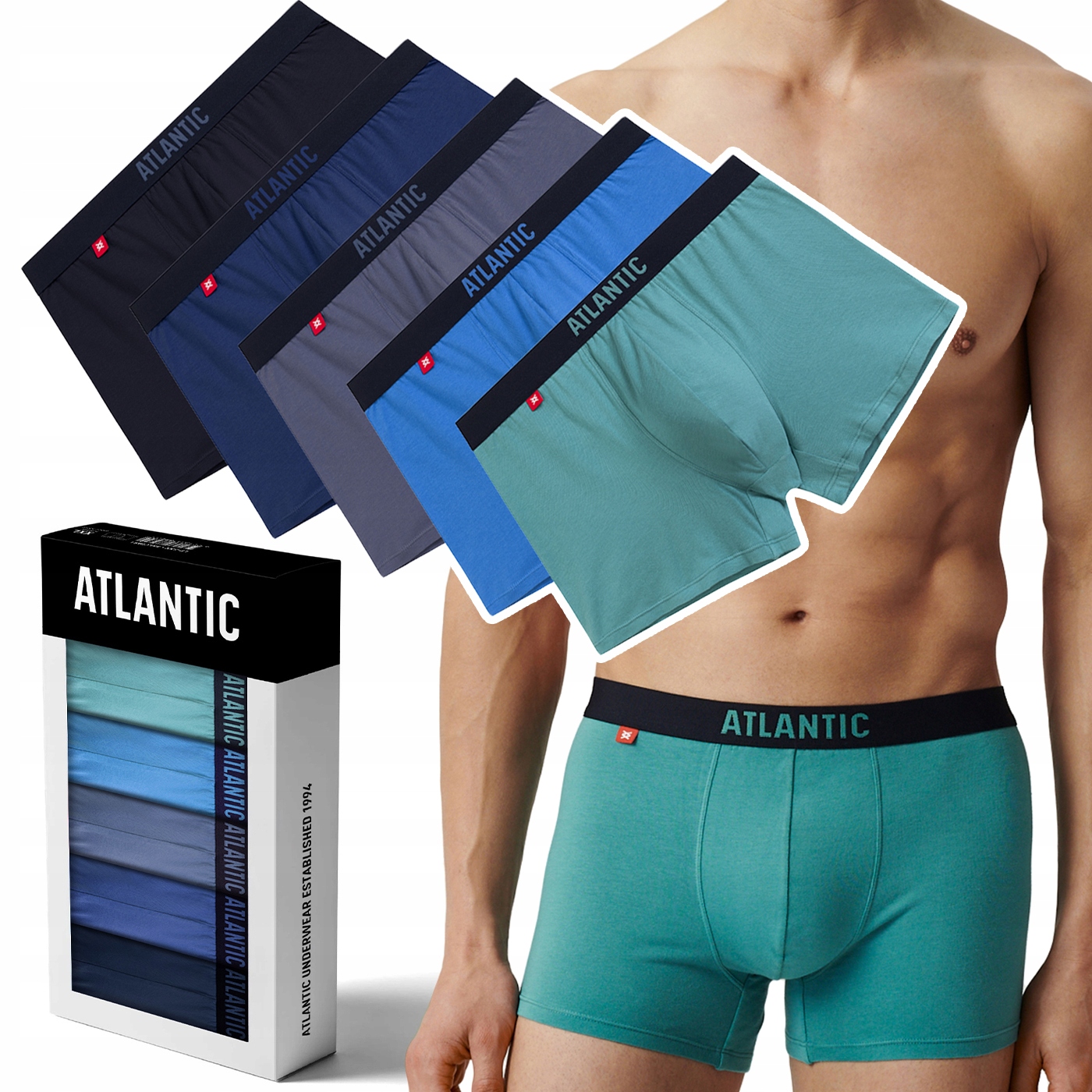 Atlantic 5SMH-004 pánské boxerky Bavlněné přiléhavé Sport 5 Párů XL