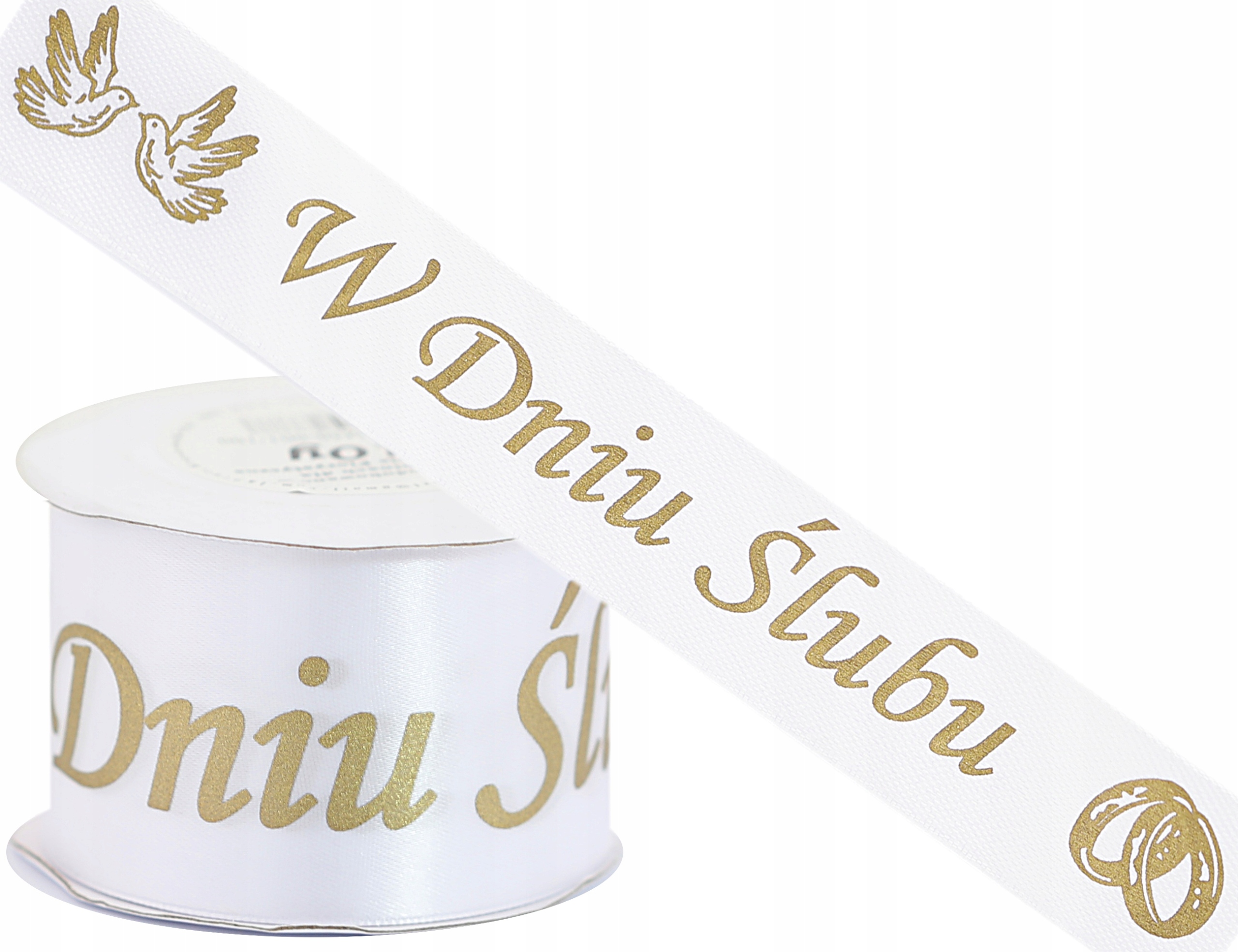 

Wstążka atłasowa metal W Dniu Ślubu 5cm/9mb 2kolor