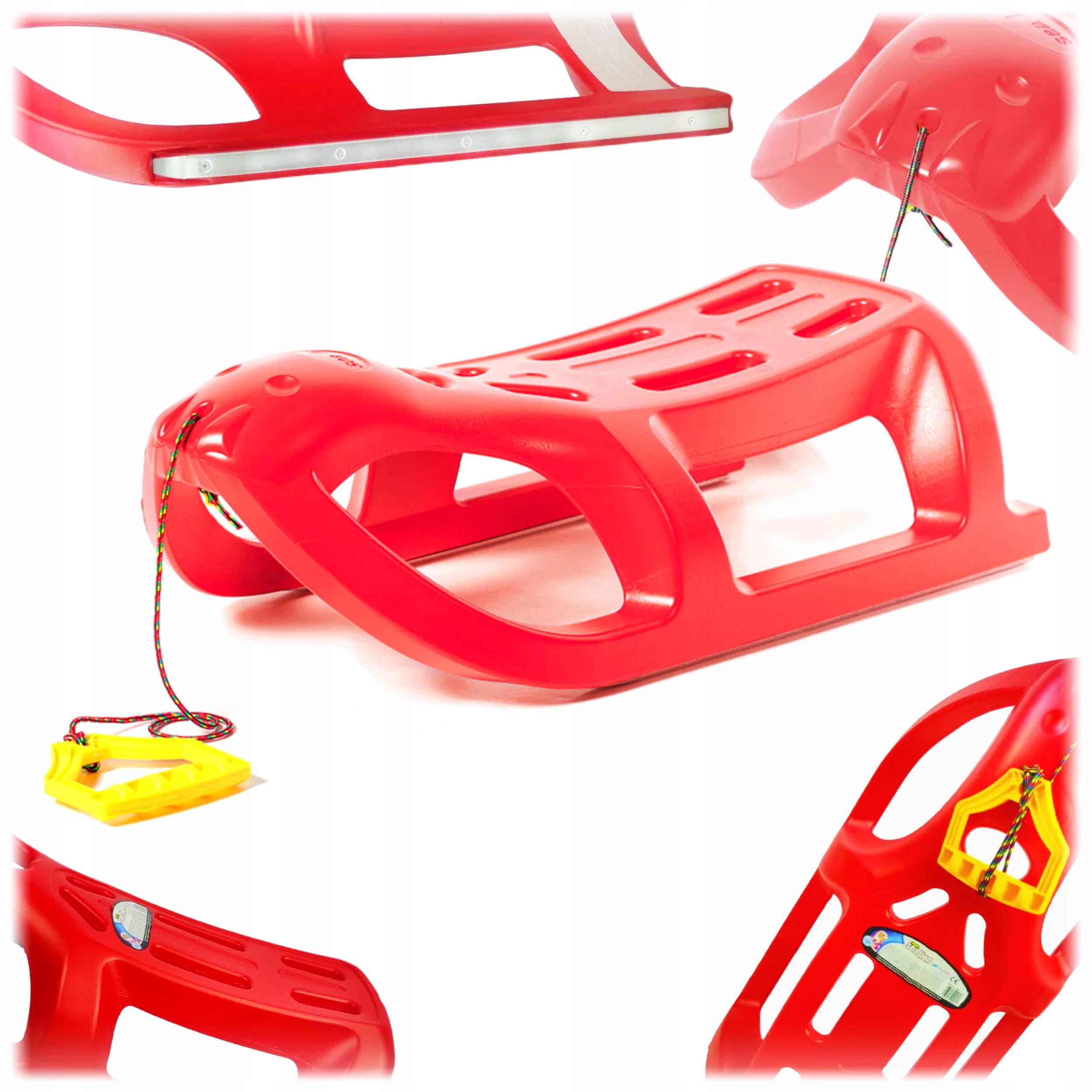 Czerwone Duże Sanki Dla Dzieci Z Linką Ślizg Zjazdowy Na Zimę Sea Lion