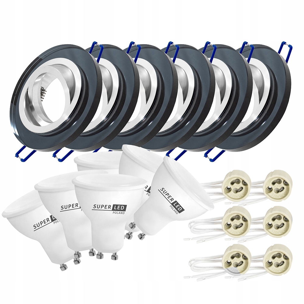 

6x oprawa halogenowa Szklana Ruchoma Led GU10 5W