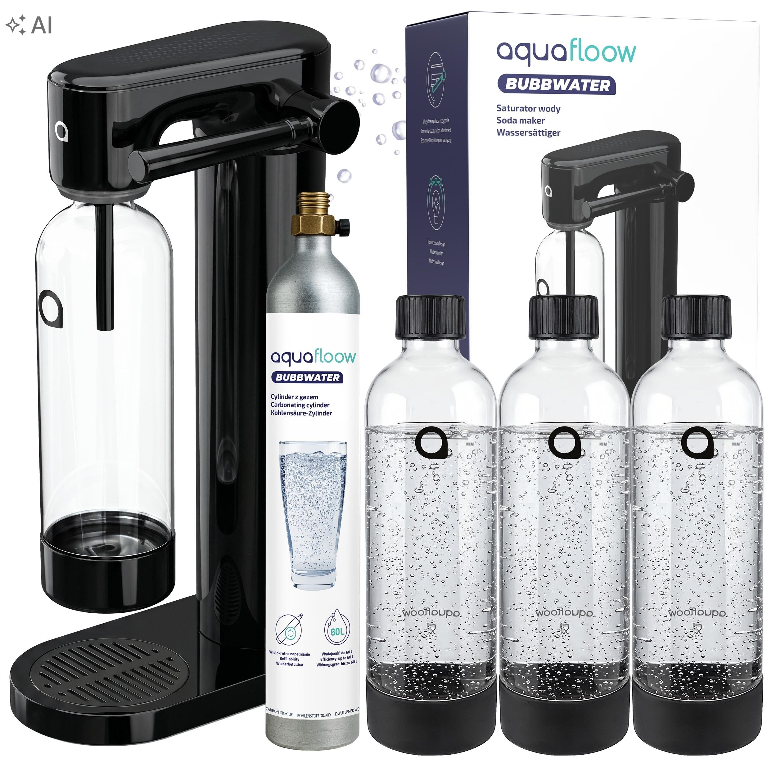 Výrobník Sody Soda AquaFloow na sycení vody 3x Láhev na vodu Cylinder Co2