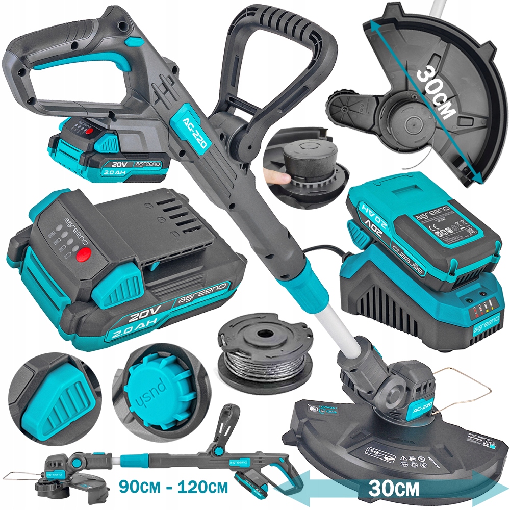 Křovinořez 30 cm! akumulátorová Křovinořez Sekačka Na Trávu strunový 2Ah AG220