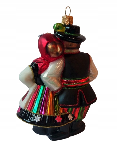 BOMBKI CHOINKOWE SZKLANE Para łowicka 14cm Motyw postać