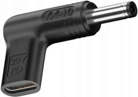 PRZEJŚCIÓWKA ADAPTER USB TYP C do 4.5x3.0mm HP DELL KĄTOWY + PIN 100W PD