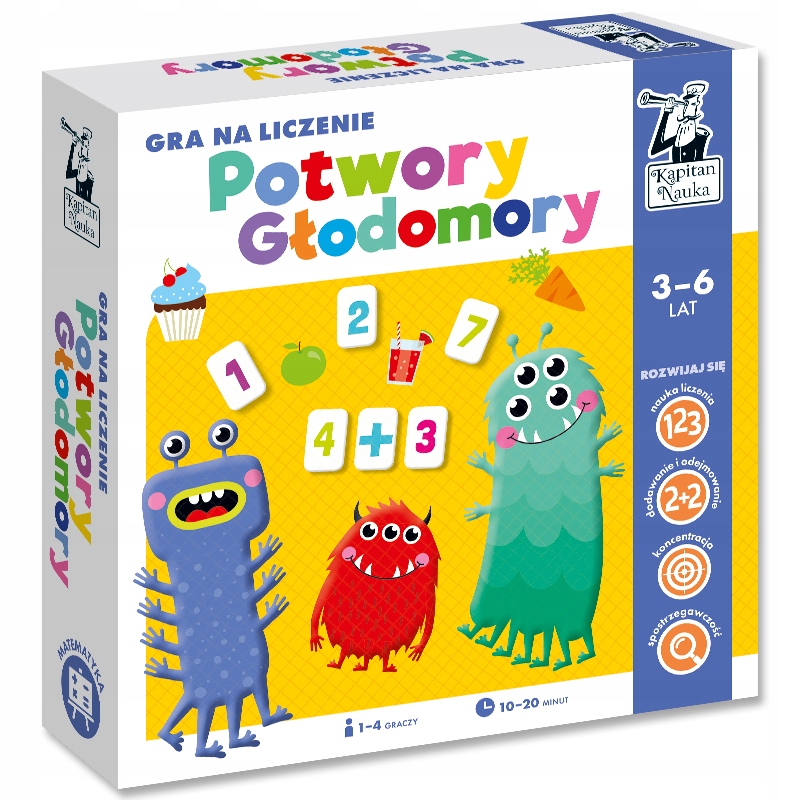 Gra na liczenie Potwory Głodomory dodawanie (3+)