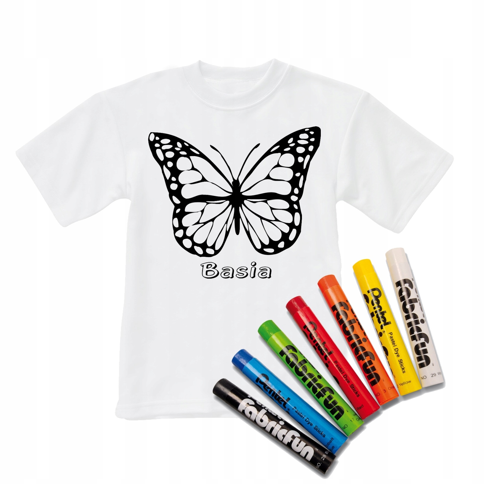 

Koszulka 110-116 do kolorowania+pastele Motyl 12