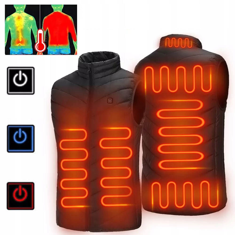 Ogrzewana Elektryczna Kamizelka Unisex XXL Grzewcza Ocieplana Bezrękawnik