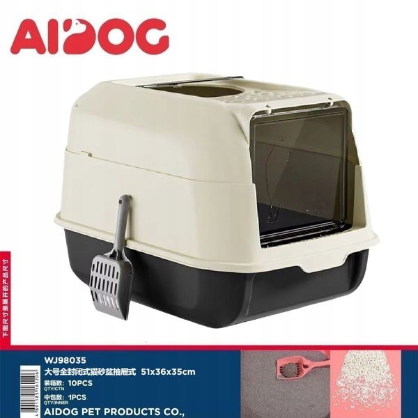 Levně Velká černá toaleta pro kočky s uzávěrem a zásuvkou