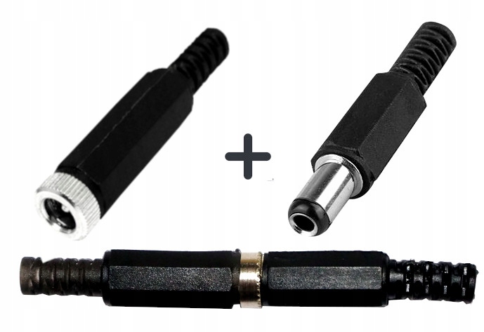 

Wtyk Gniazdo DC 2.1x5.5mm męski żeński na przewó