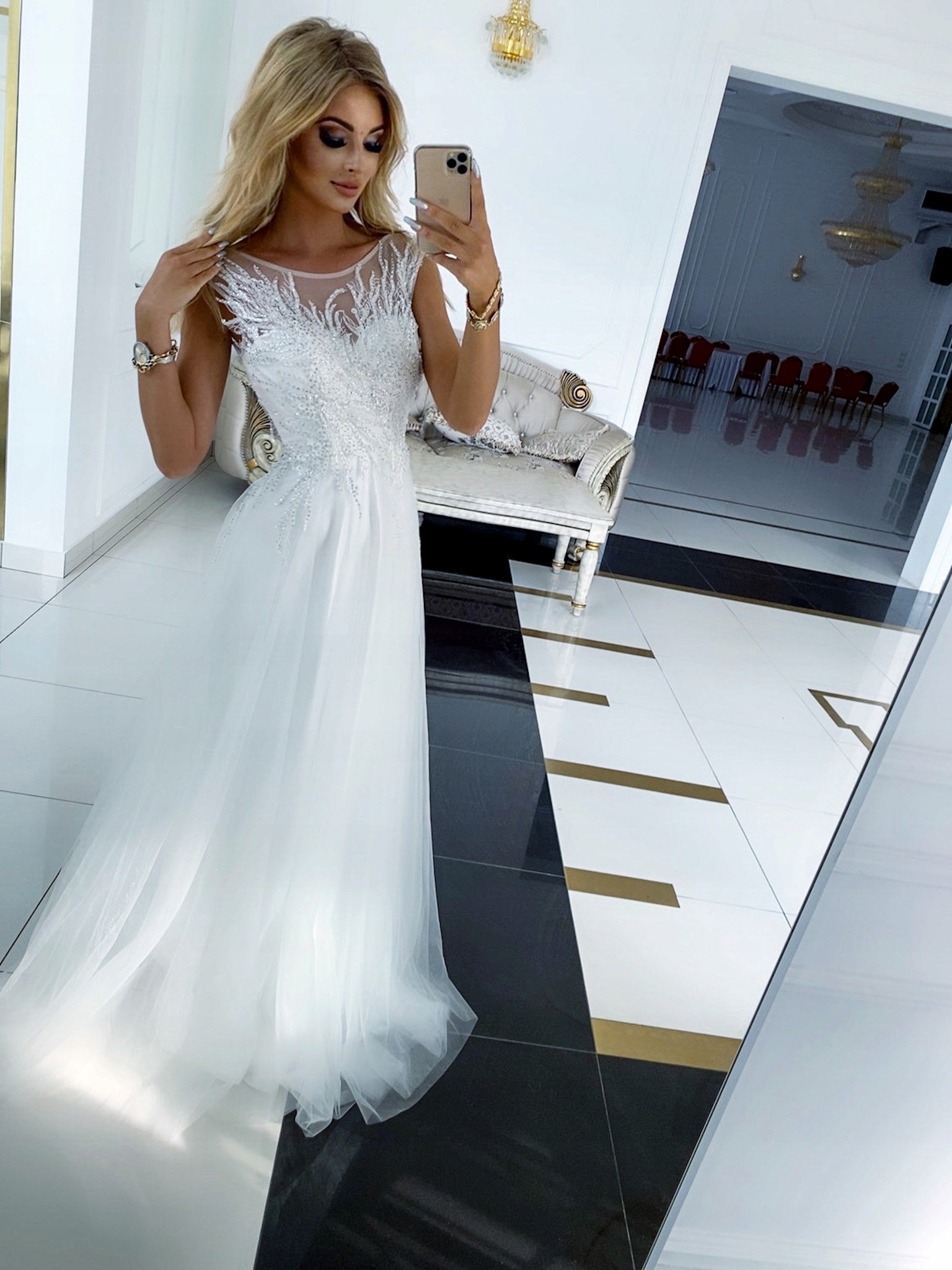 Šaty London Dlouhá Svatební Bílá 42