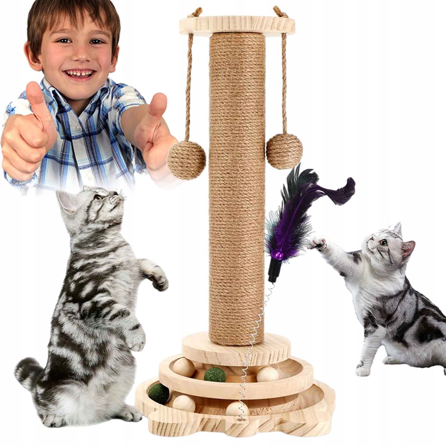 Levně Škrabadlo Pro Kočky Vysoké 44.5 CM Sisal Pelíšek Sloupek Hračka Bambule