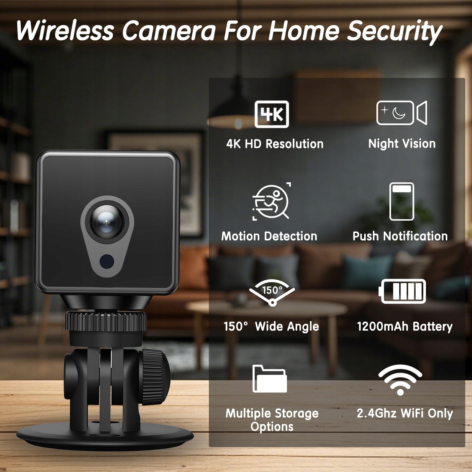 EKJANEPE 4K HD Mini Kamera WiFi Do Monitoringu Wewnętrznego Nocą — miniatura 3