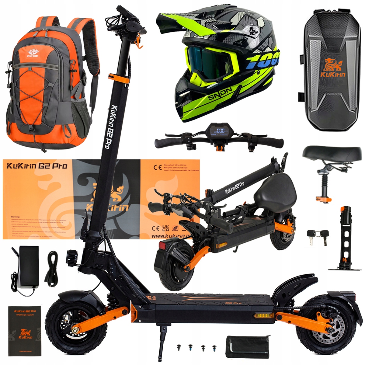 Składany Pojazd Elektryczny Kukirin G2 Pro 1000W 48V 15.6AH 45KM/H +Prezent