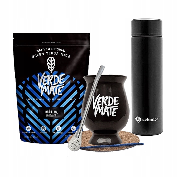 Sada Yerba Mate Verde Mate Más Iq Termoska Led, tykva a bombilla 500 g