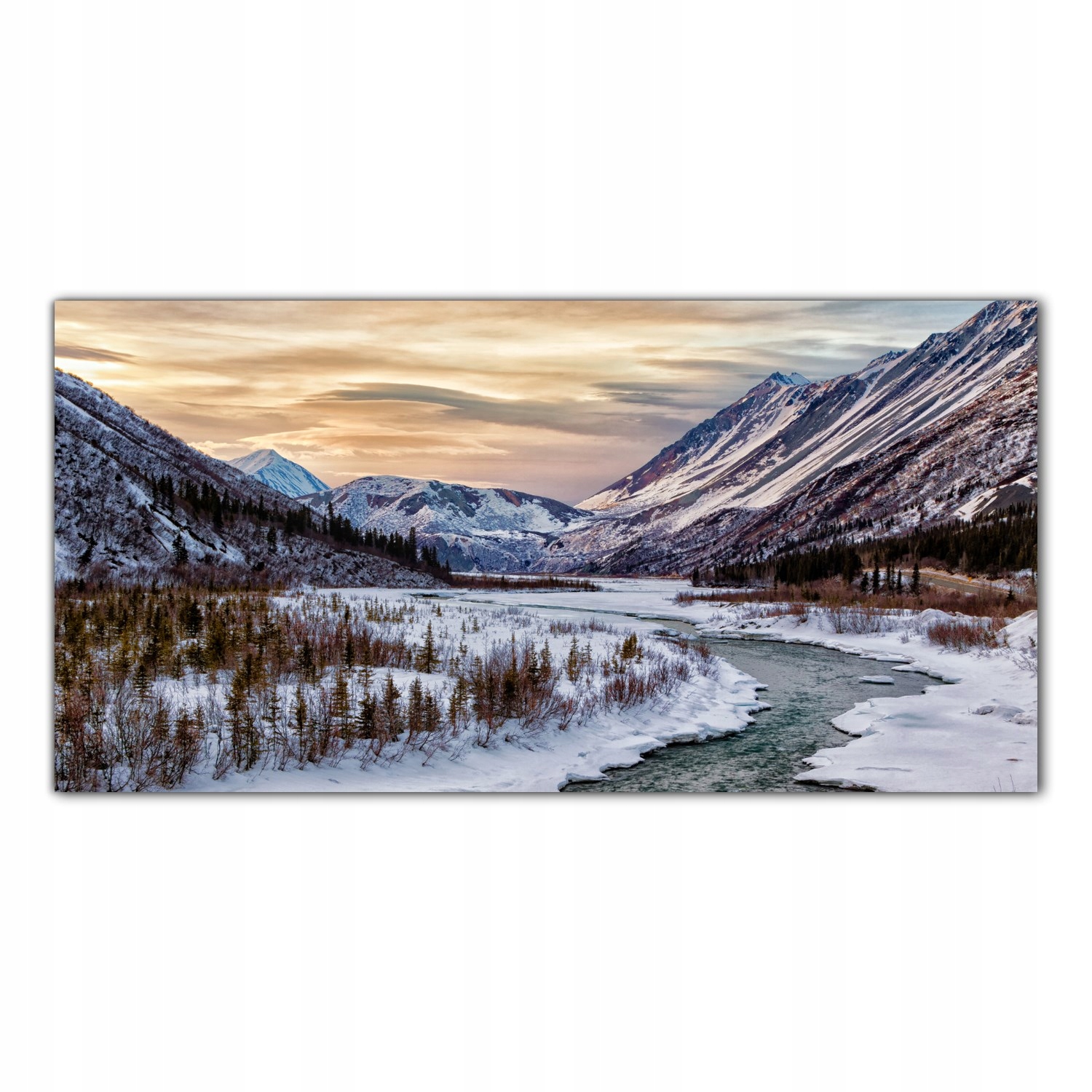 

Hartowany Obraz Szklany Góry Zachód Słońca 120x60