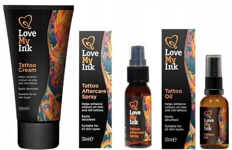 

Love My Ink Zestaw Krem Spray Olejek Do Tatuażu