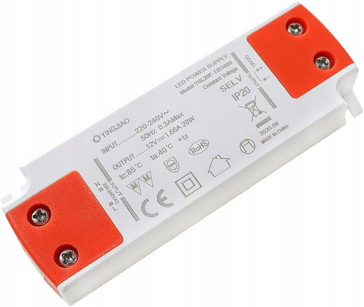 Zasilacz transformator LED dla 12V AC/DC 1,66A 20W do żarówek taśm