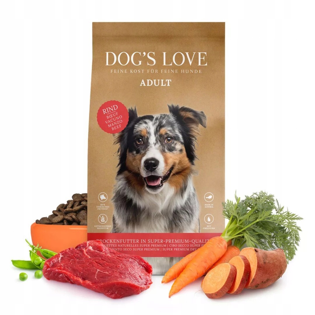 Levně Dog's Love Rind – hovězí maso s batáty a červenou řepou (12 kg)