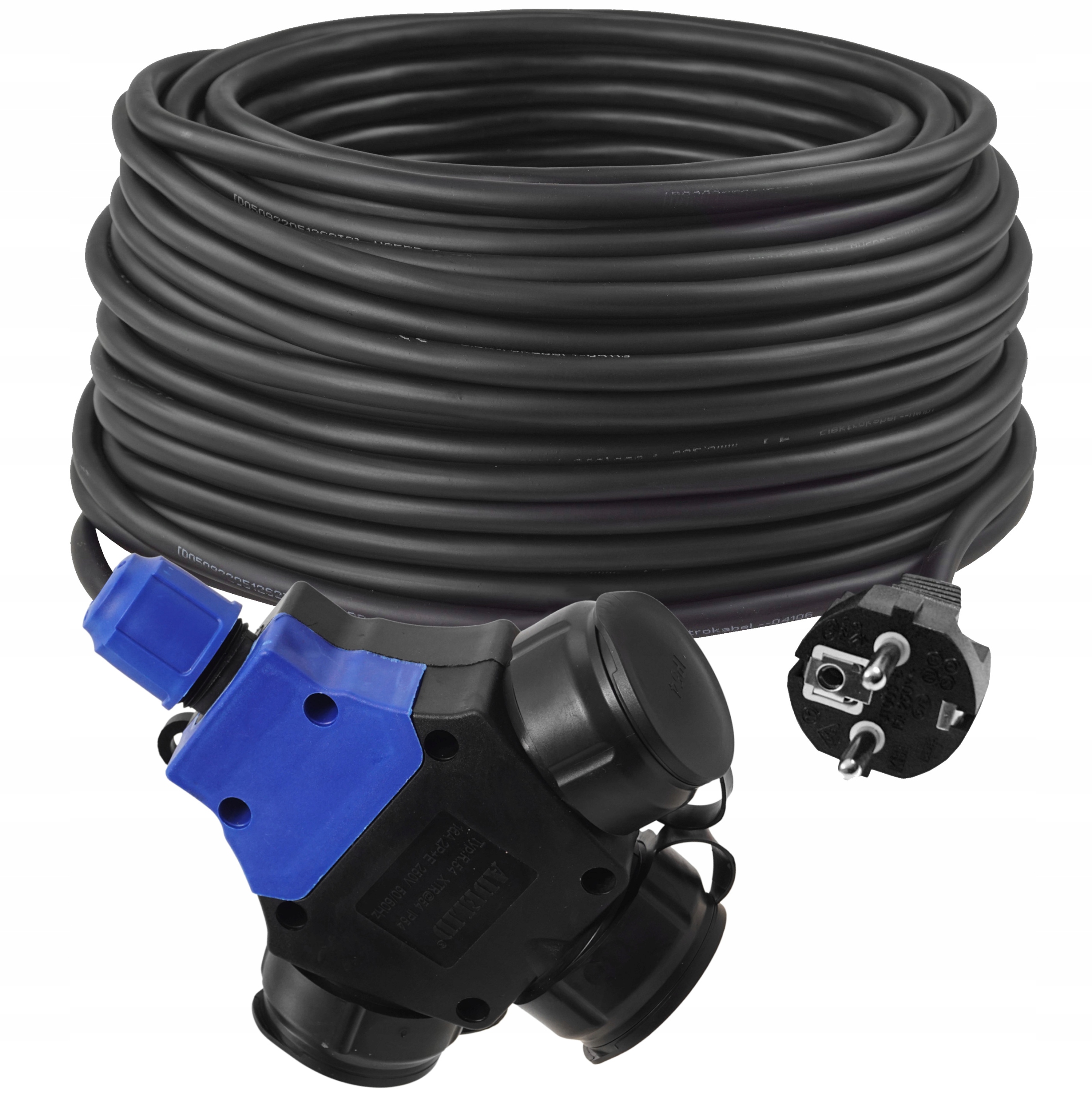 Przedłużacz Trójnik Gumowy Budowlany 3 Gniazda 40M 3X2,5MM 16A Owy IP44