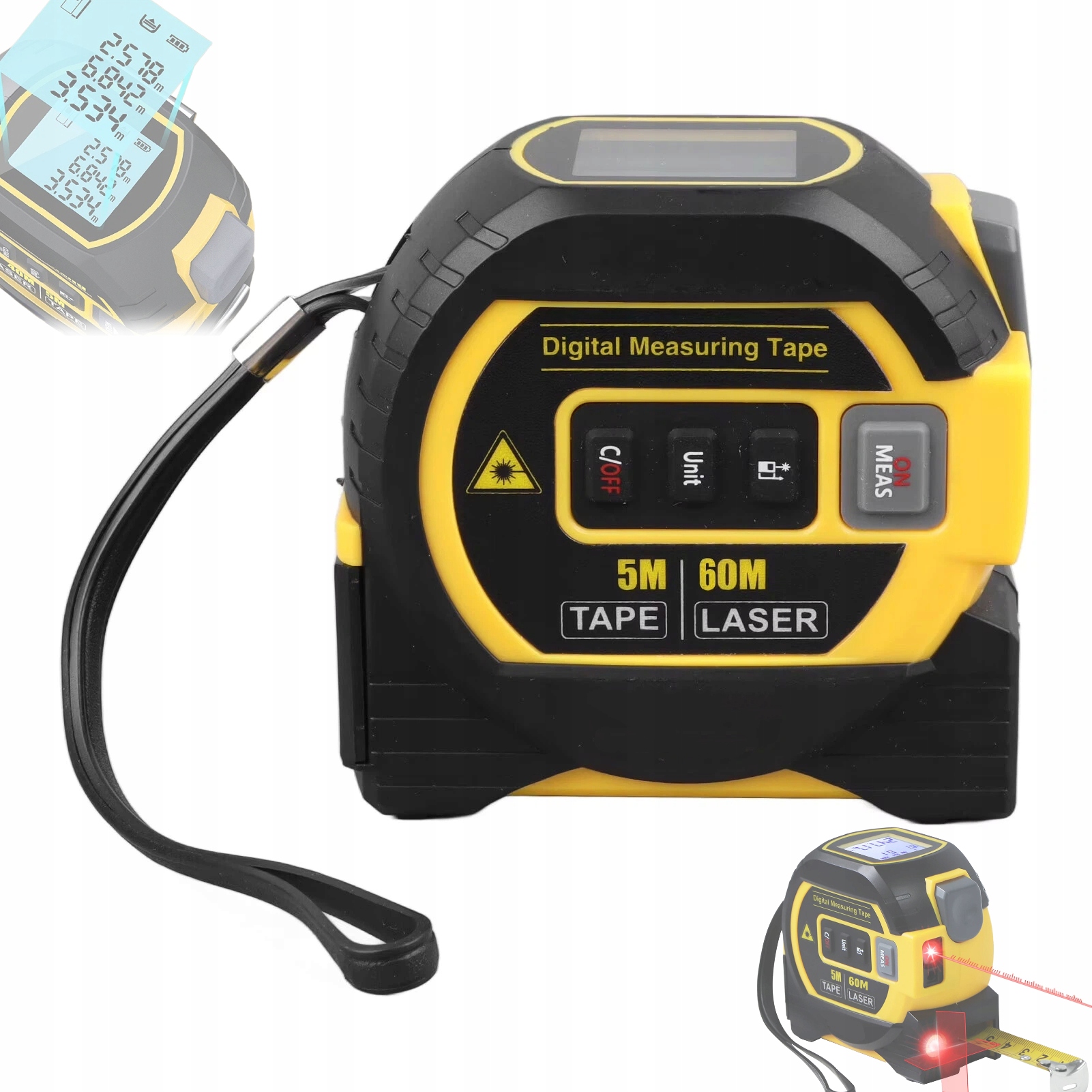 Laserový dálkoměr 60 m Odměrka 5 m Vodováha 3v1 Profesionální