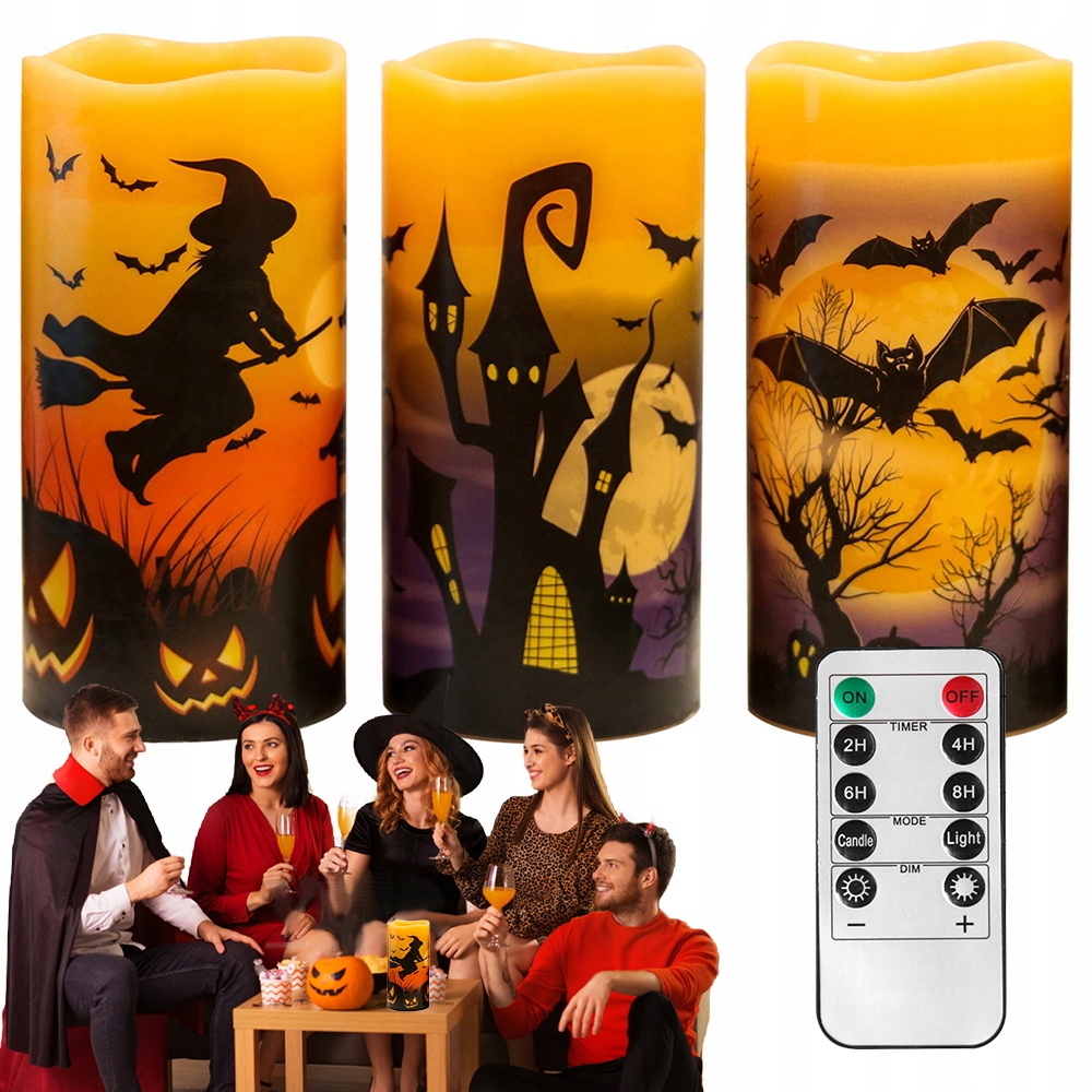 Elektronická Halloweenská Led Svíčka Dekorace S Strašidelnými Motivy