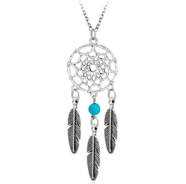 

łapacz snów Naszyjnik księżyc moon długi srebrny