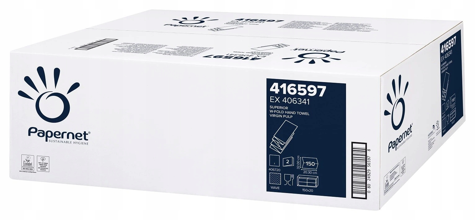 Ručník papírový skládaný W Eco Papernet premium, 2vr., 3000 ks, bílý,