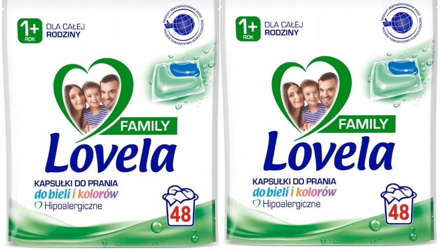 Levně Lovela Family Hypoalergenní Kapsle na praní Bílá Barva 96 ks Čistota