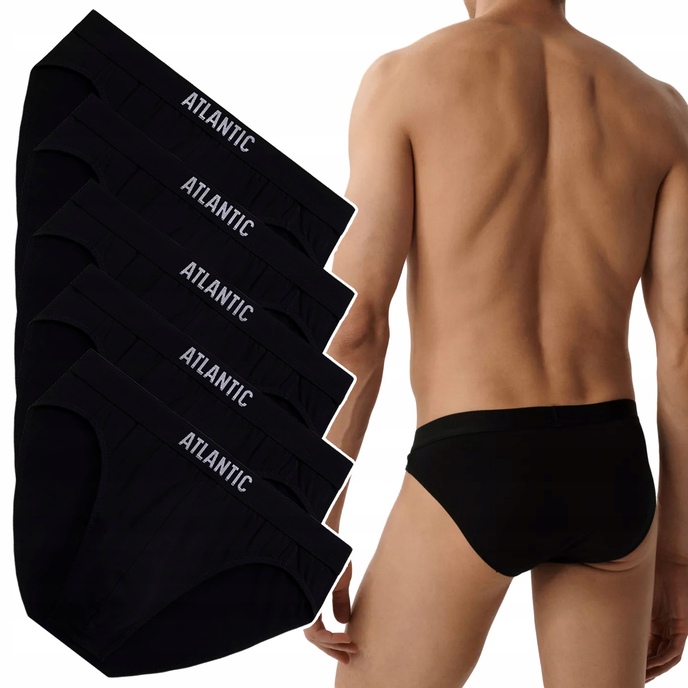 Pánské Slipy Atlantic 5BMP-094 Slipy Sportovní bavlněné 5-PACK L