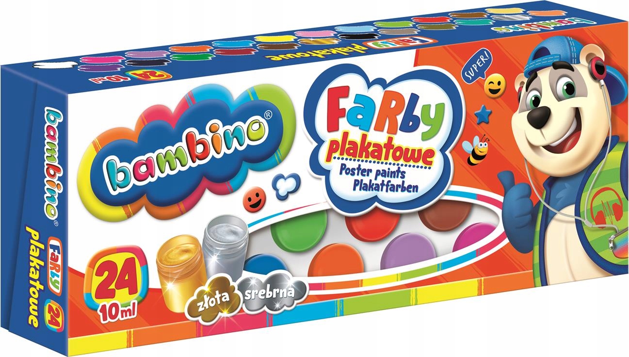 

Farby Szkolne Plakatowe Bambino 24 10ml