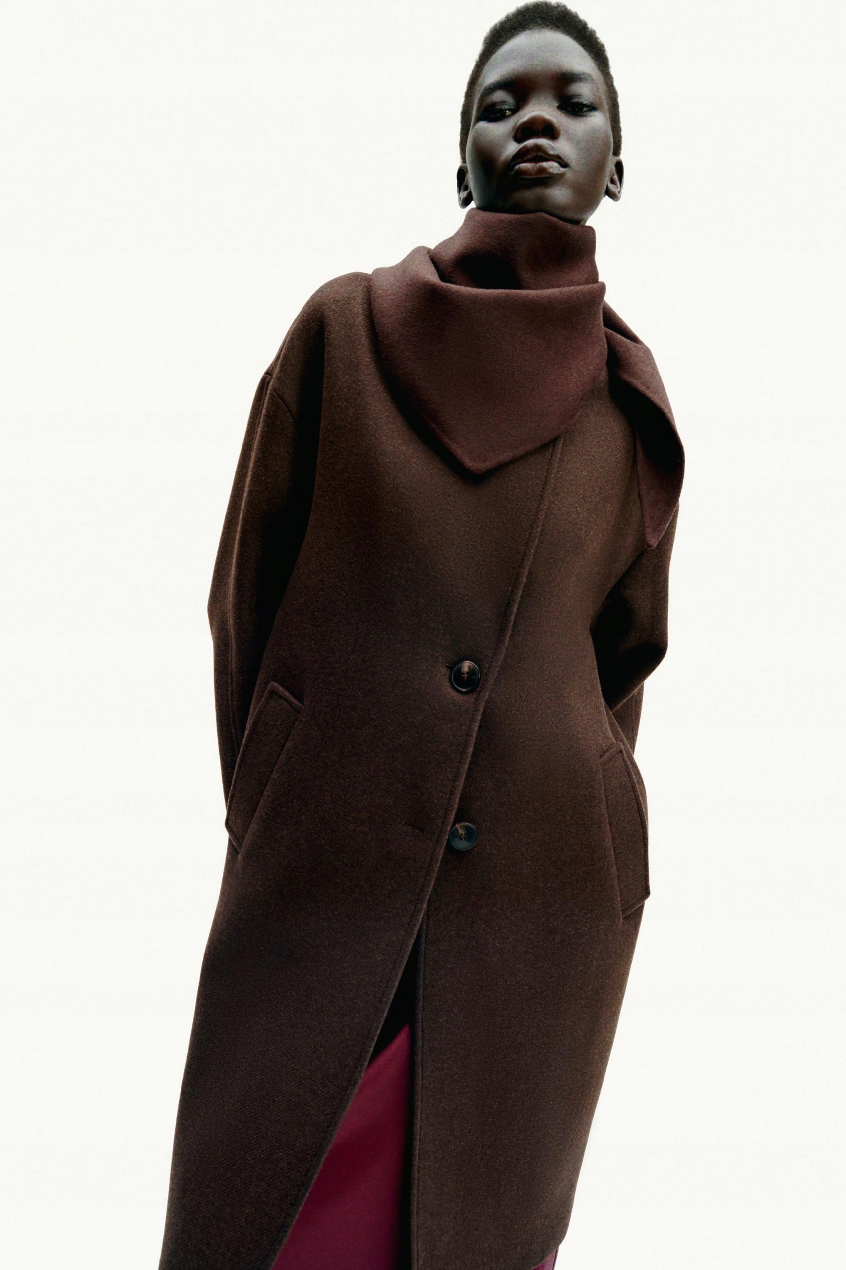 ZARA PŁASZCZ OVERSIZE Z TKANINY Z DOMIESZKĄ WEŁNY S • Cena