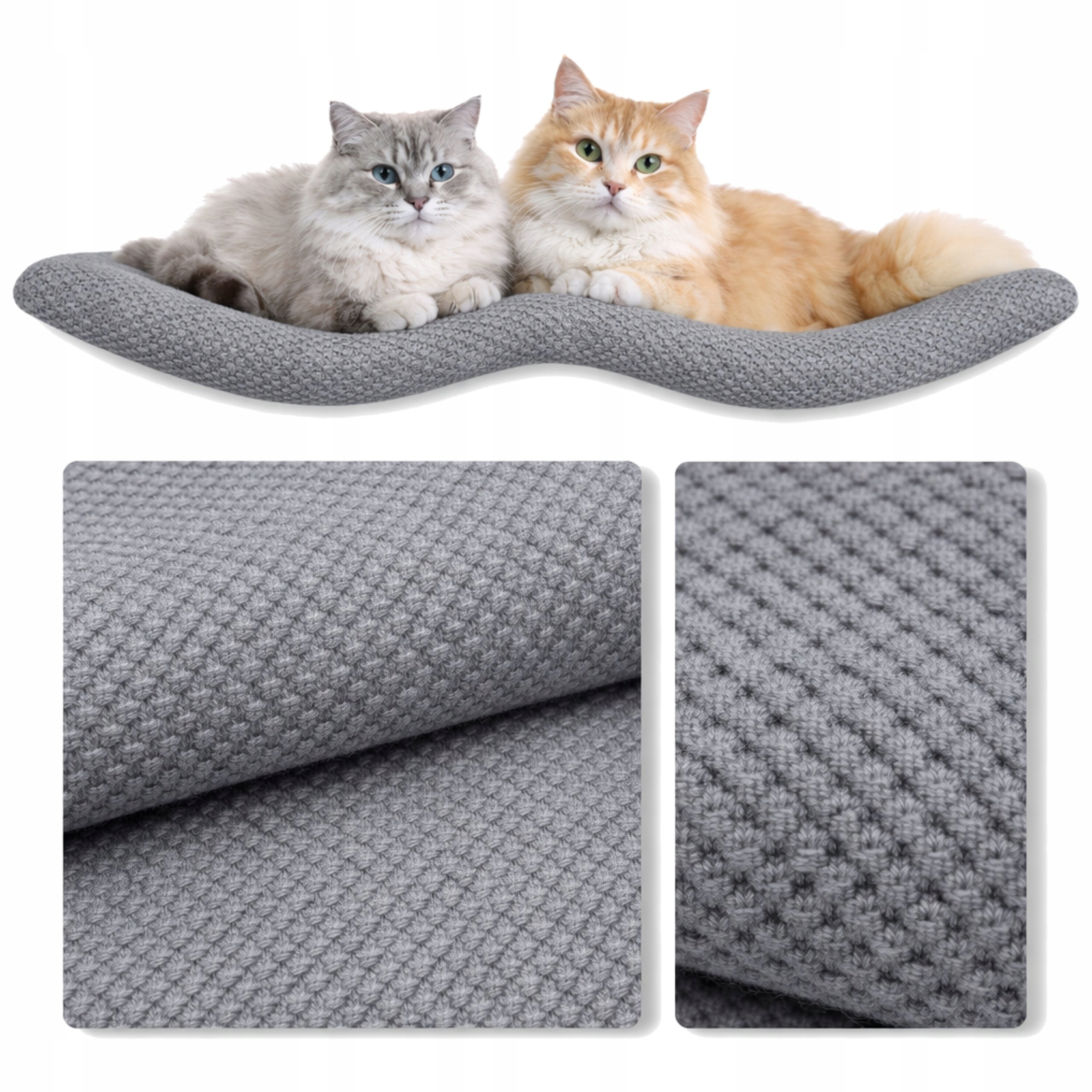 Pelíšek Nástěnná Polička Pro Kočky Dvojitý Oblouk 100x32x4 Dot Gray