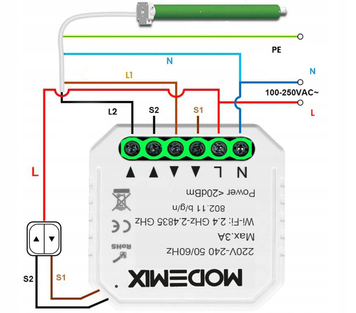 STEROWNIK ROLET ZIGBEE TUYA SMART HOME DOPUSZKOWY Zasilanie sieciowe