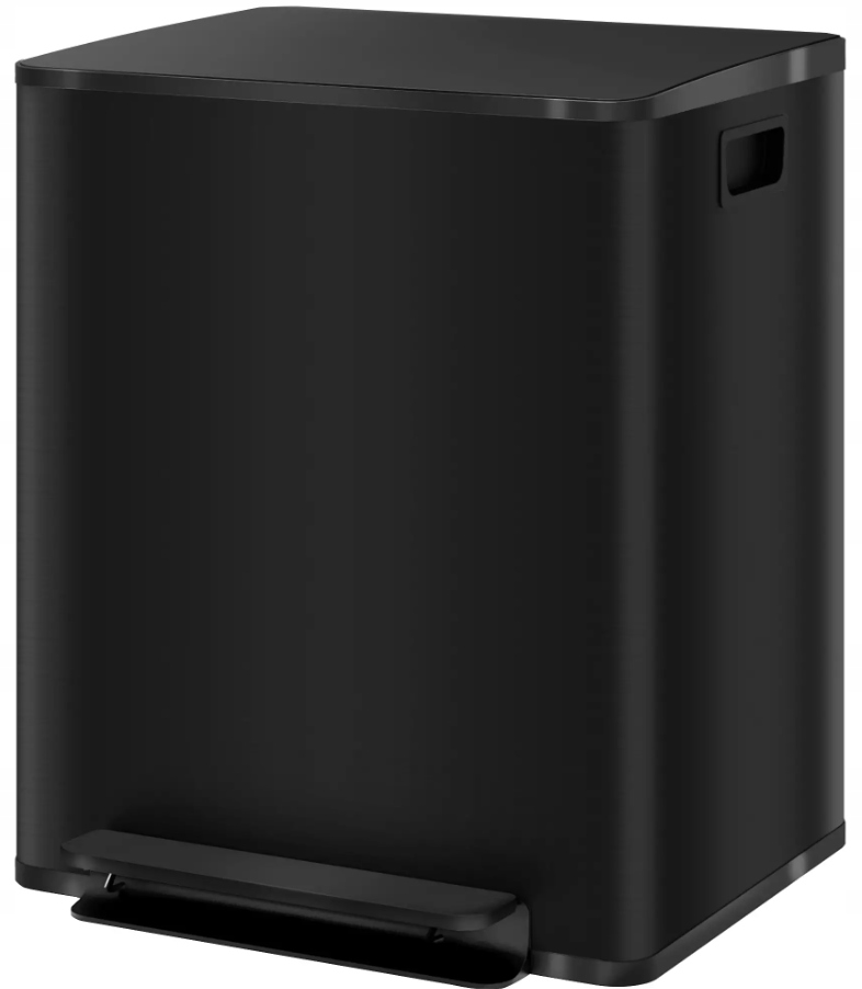 Levně Koš na třídění 2x25L 50L Černý Ocelový Homcom Pedál Tichý Domeček