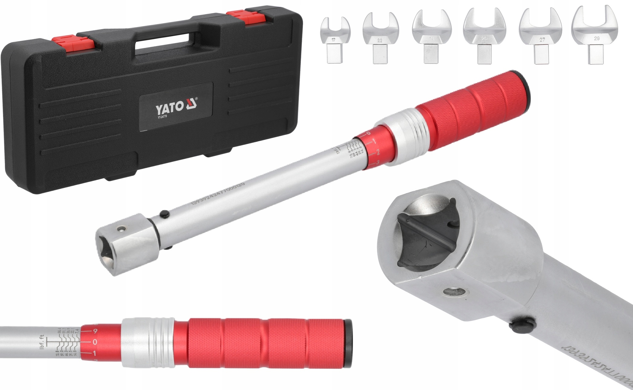 Kpl. Kľúče Momentový Kľúč Na Klimatizáciu 17-29 mm 10-100 Nm YT-24770