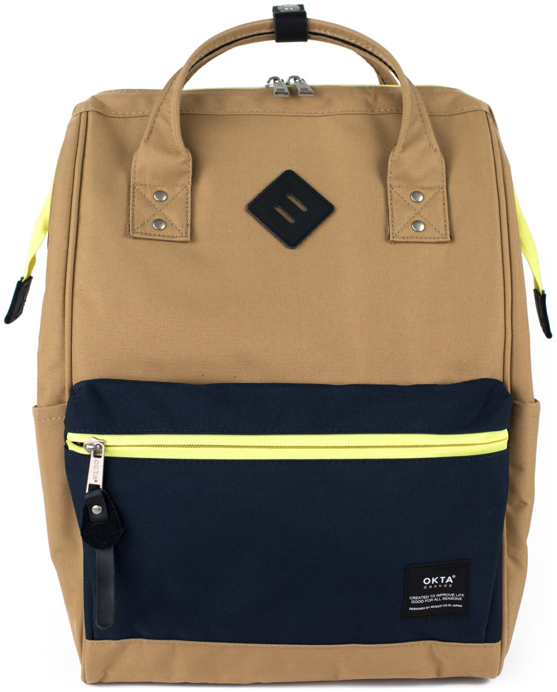 Batoh na notebook Himawari Okta Neon M do práce do školy, světle hnědý