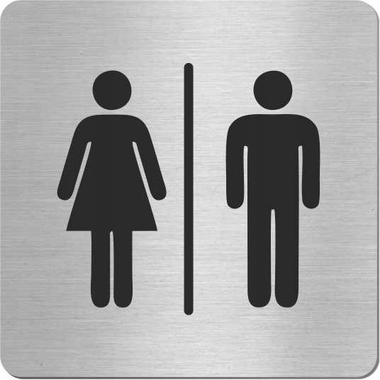 Tabliczka TOALETA DAMSKO-MĘSKA WC STAL NIERDZEWNA