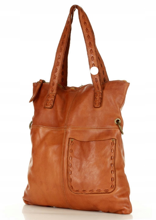 

Torebka damska oryginalna shopperka skórzana brąz