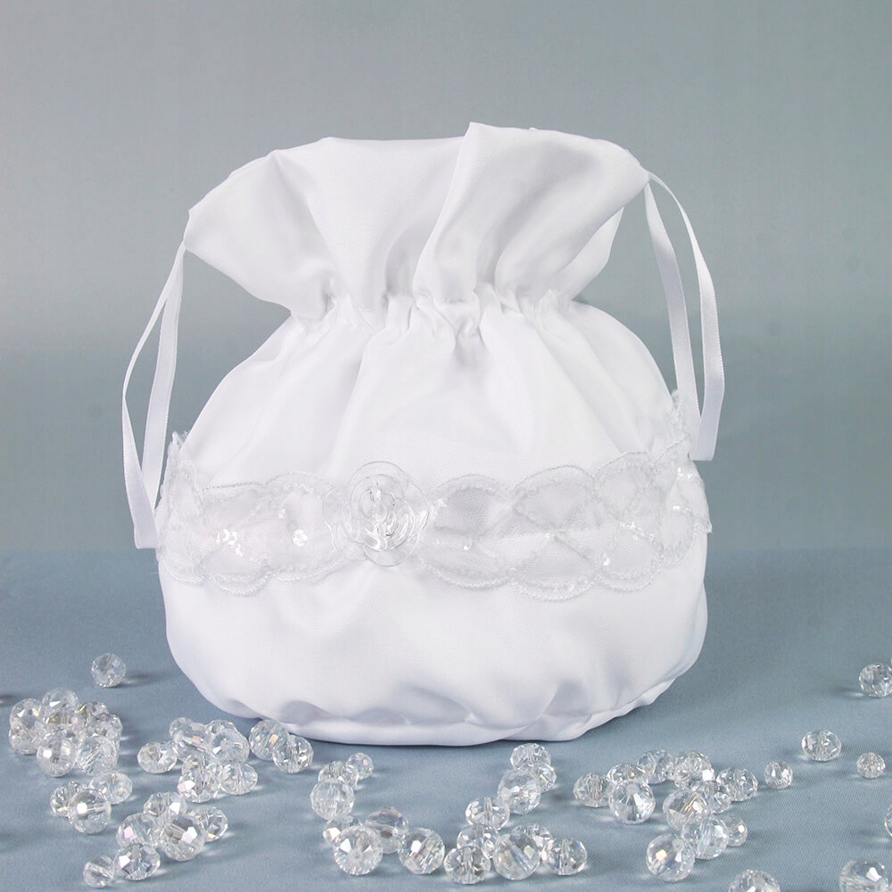 Dora torebka komunijna do ręki biała sakiewka dziewczęca Komunia Święta