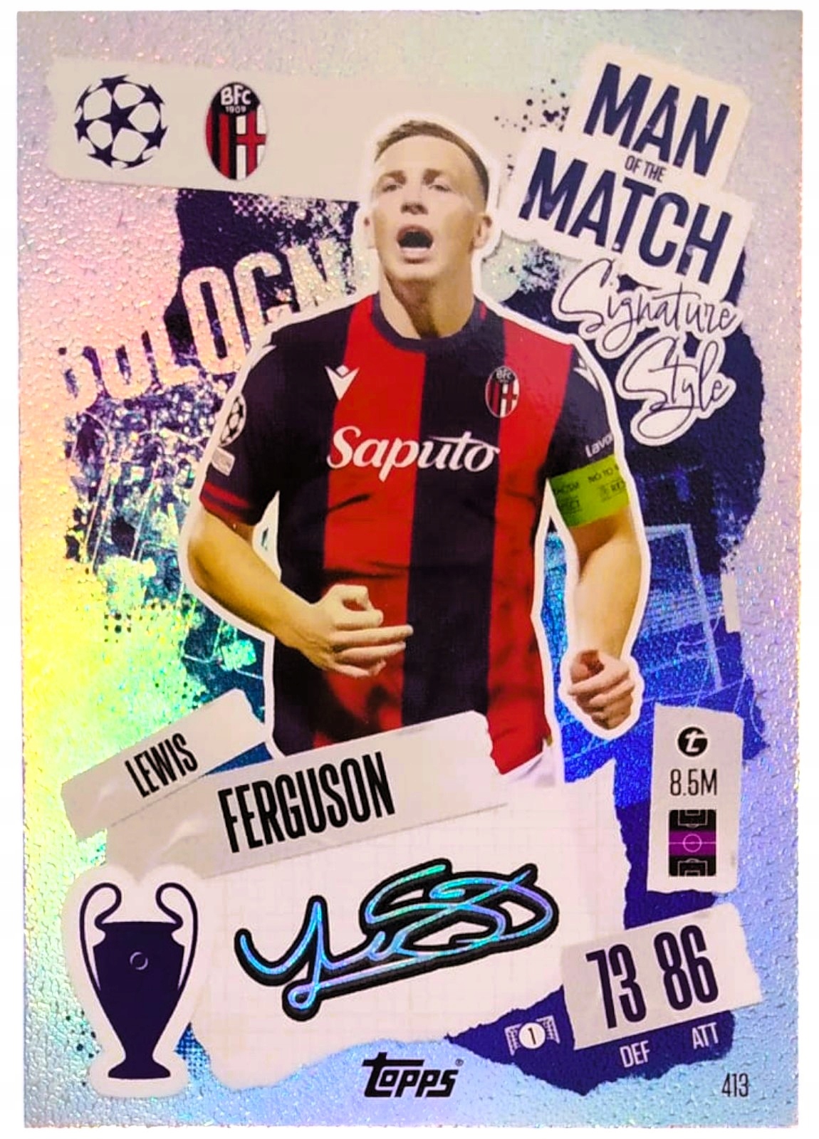 Topps Match Attax 2024-2025 Man Of The Match 413 Lewis Ferguson Bologna