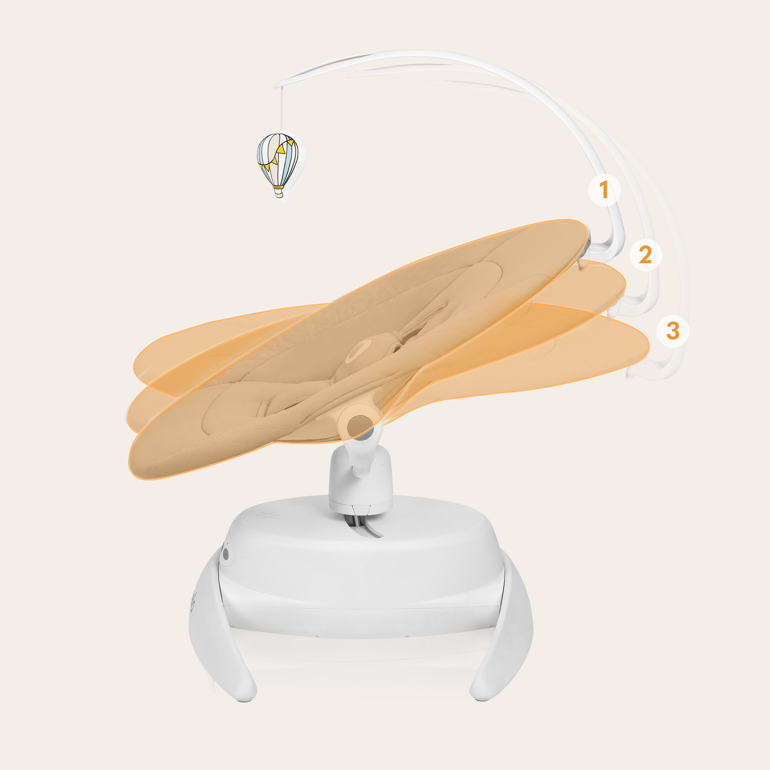 Elektrinė sūpuoklė, 360° sukimasis, valdymo pultas 0-9kg Lionelo Iris Model IRIS