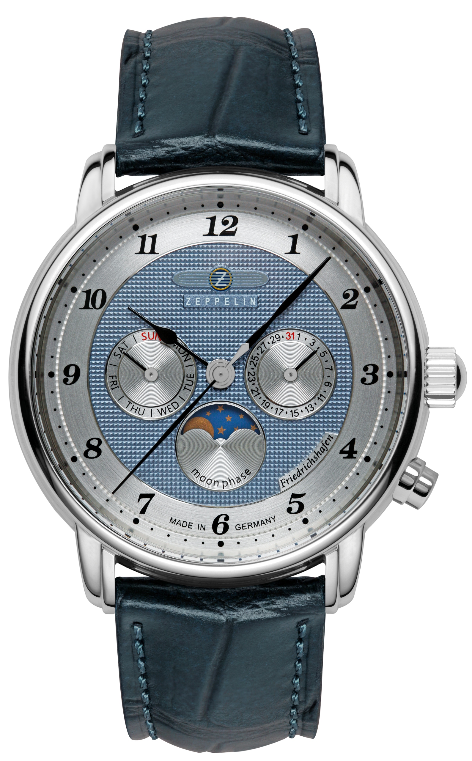 Nové Originální Pánské hodinky Zeppelin 8536-3 stříbrné, řemínek, datum