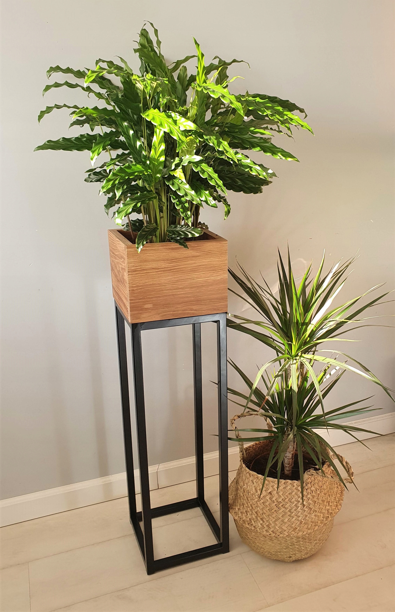 Kwietnik industrialny LOFT duży DONICA DĄB stojak