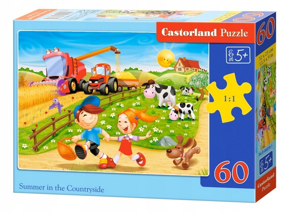 PUZZLE 60 EL LATO NA WSI ZWIERZĘTA KOMBAJN TRAKTOR CASTORLAND