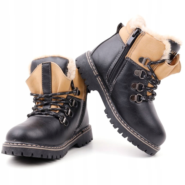 

Trapery dziecięce ocieplane czarne botki śniegówce