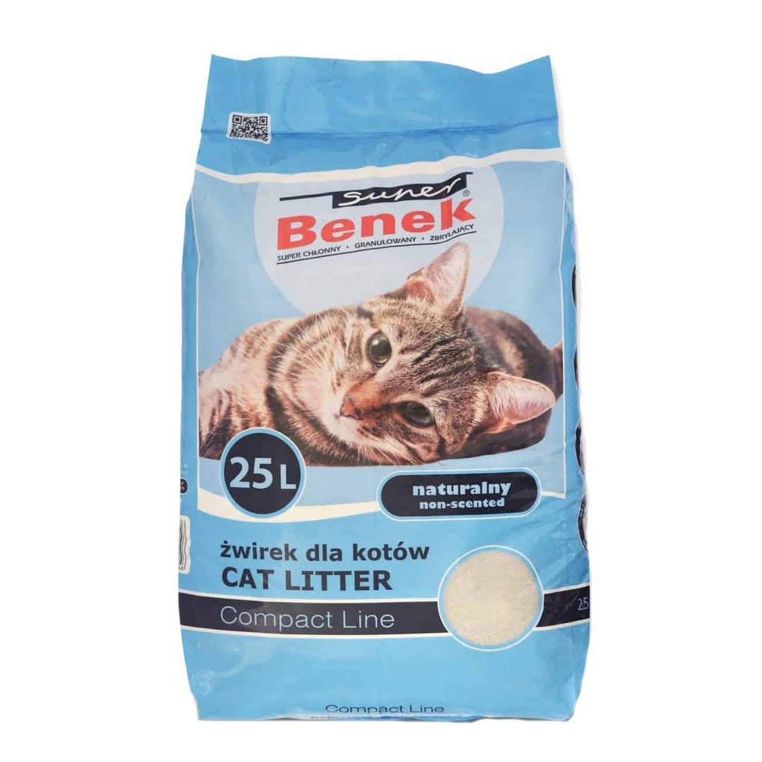 Żwirek Dla Kota Benek Compact Naturalny 25l Bentonitowy Zbrylający
